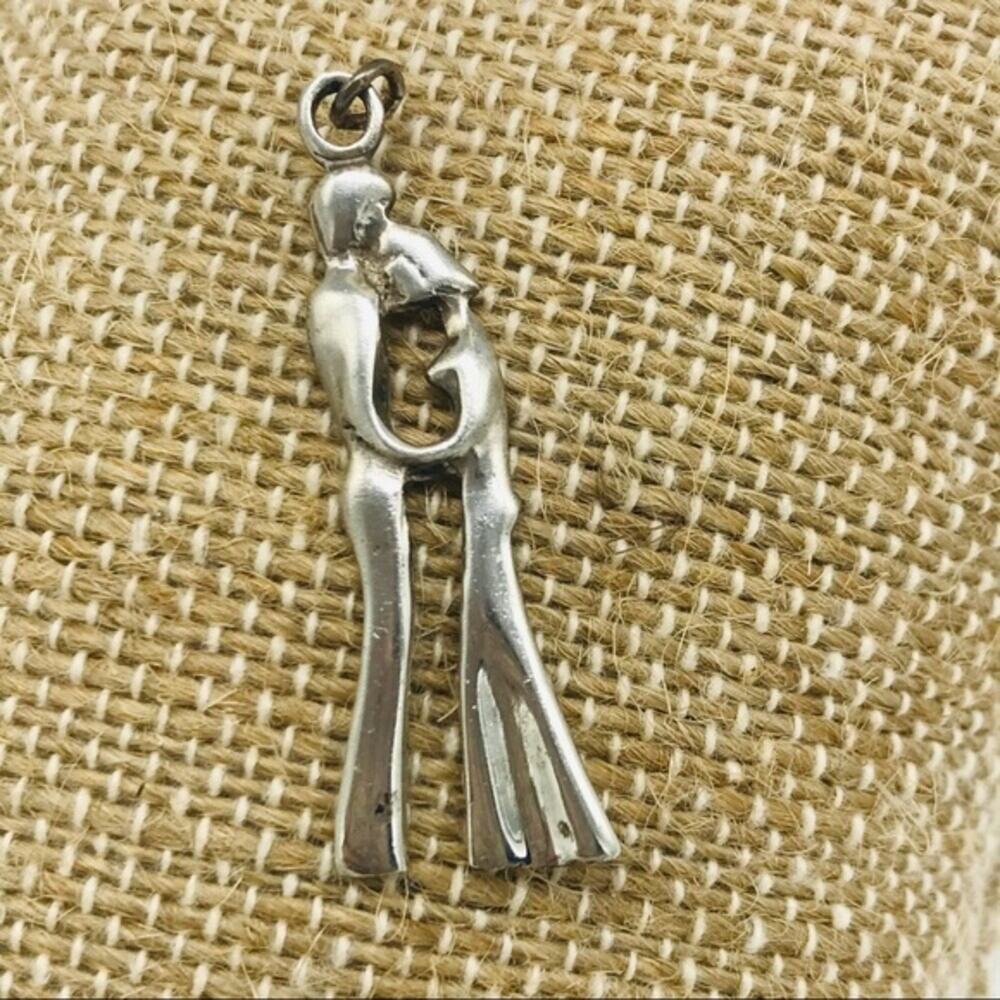 Sterling Wedding Man/ Woman Pendent /Charm 1 3/4”